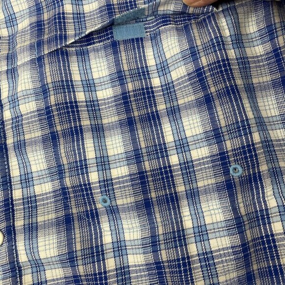 Columbia Button Up Shirt Men's XL Hike Fish Camp Lightweight Plaid Blue - Picture 6 of 8